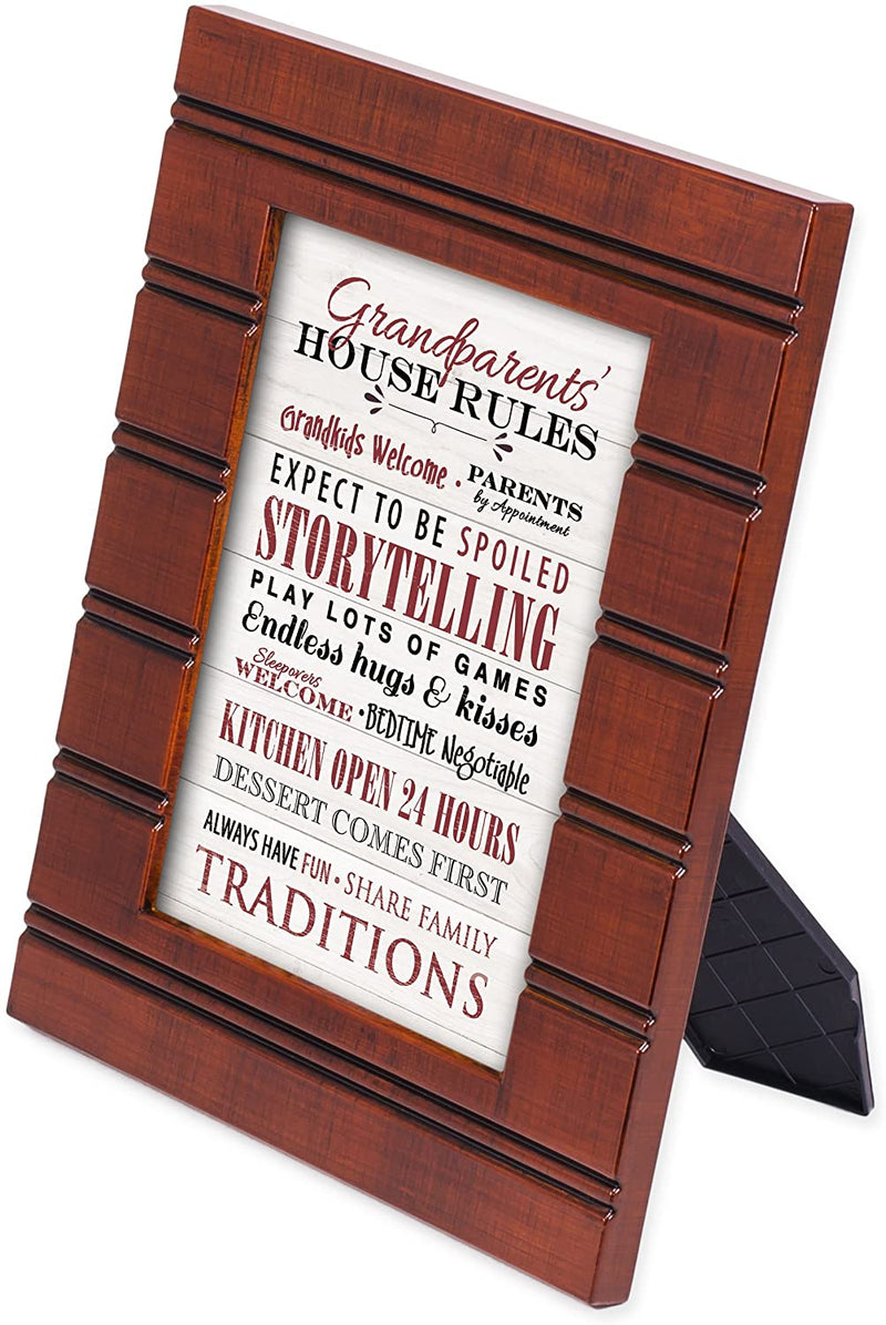 Cottage Garden Grandparents' House Rules Wood Finish 8 x 10 Framed Wall Art Plaque
