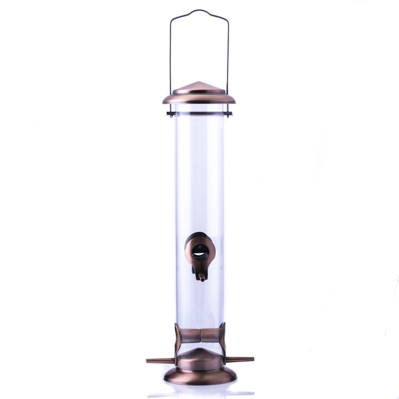 15 inch Copper Finish 1 Lb. Outdoor Hanging Bird Seed Feeder