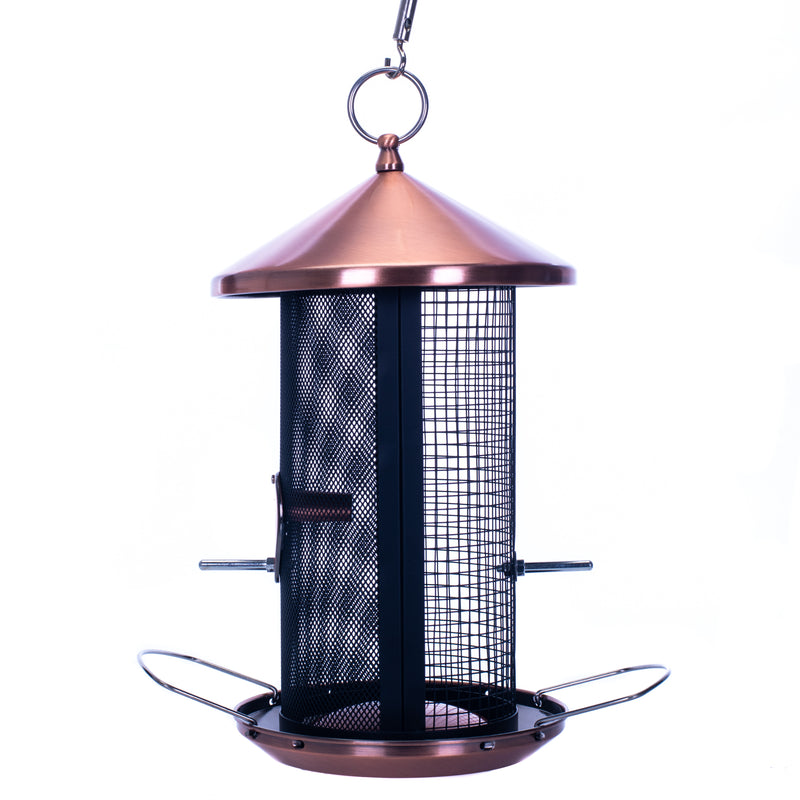12 inch Copper Finish Mesh Metal 3 Lb. Dual Nut and Seed Bird Feeder