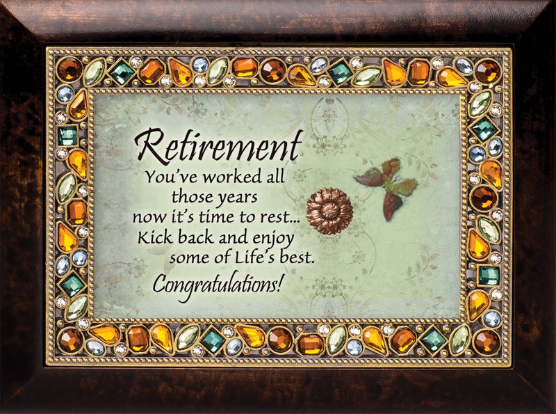 Cottage Garden Retirement You Worked All Those Years Amber Earth Tone Jewelry Music Box Plays Wonderful World