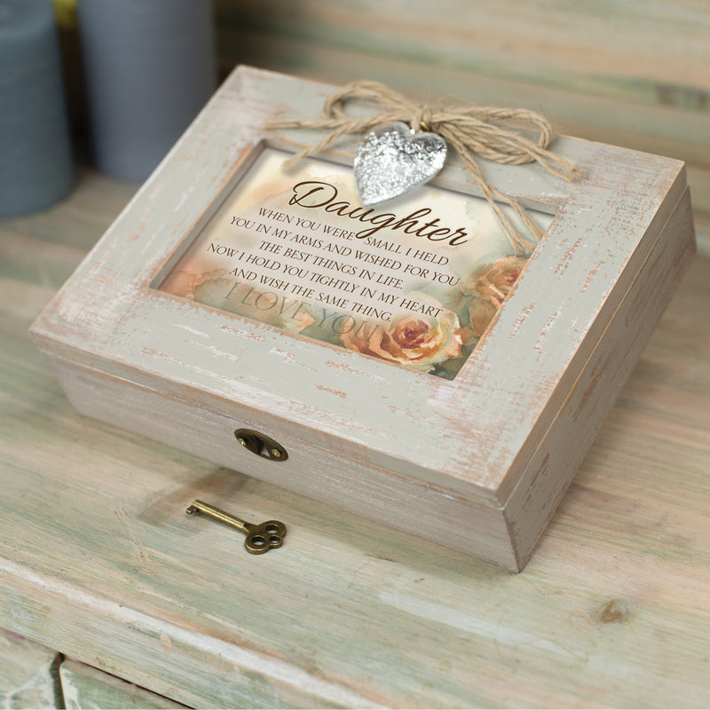 Cottage Garden Daughter Best Things in Life Taupe Wood Locket Music Box Plays You are My Sunshine