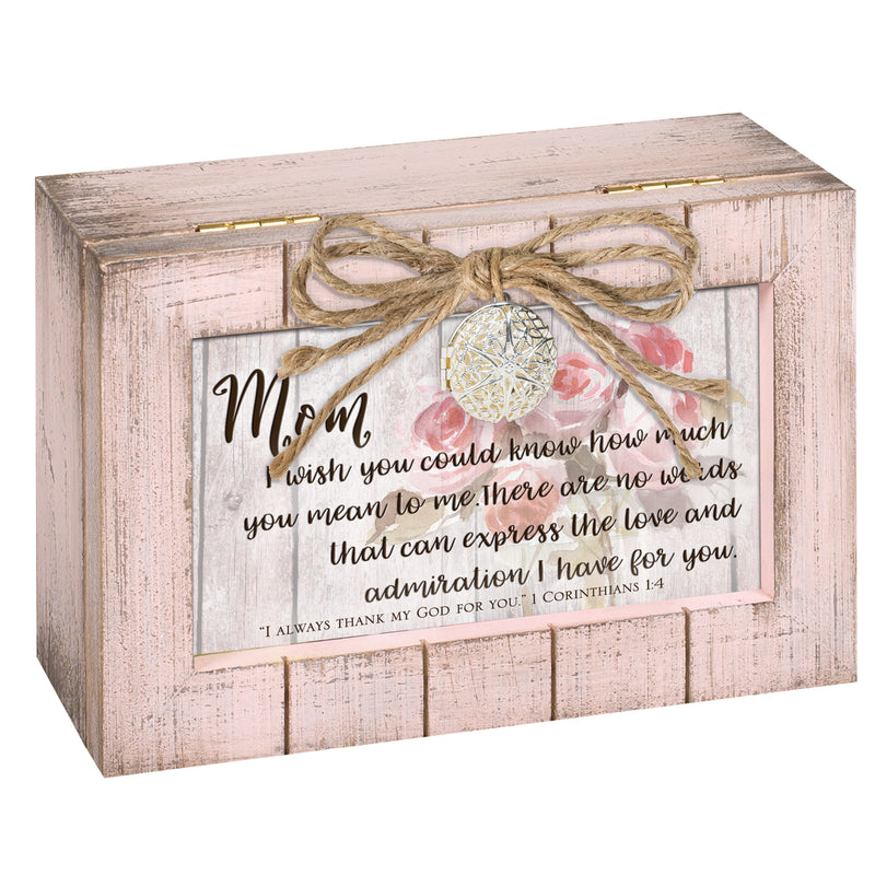 Cottage Garden Mom No Words Express The Love Blush Pink Distressed Locket Petite Music Box Plays How Great Thou Art