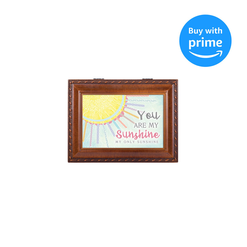 You Are My Only Sunshine Patchwork Woodgrain Keepsake Music Box Plays You are My Sunshine