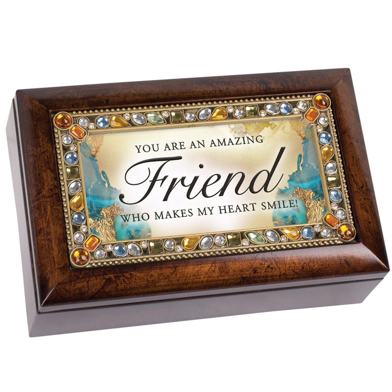 Friend Jeweled Amber Music Box Plays That's What Friends Are For