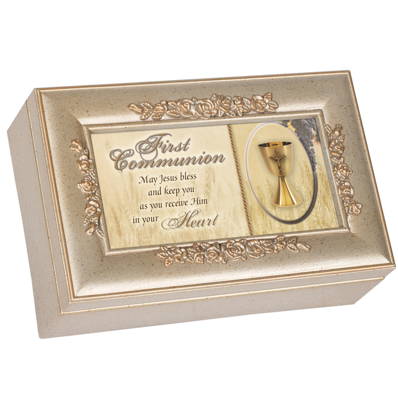First Communion Music Box with "How Great Thou Art"