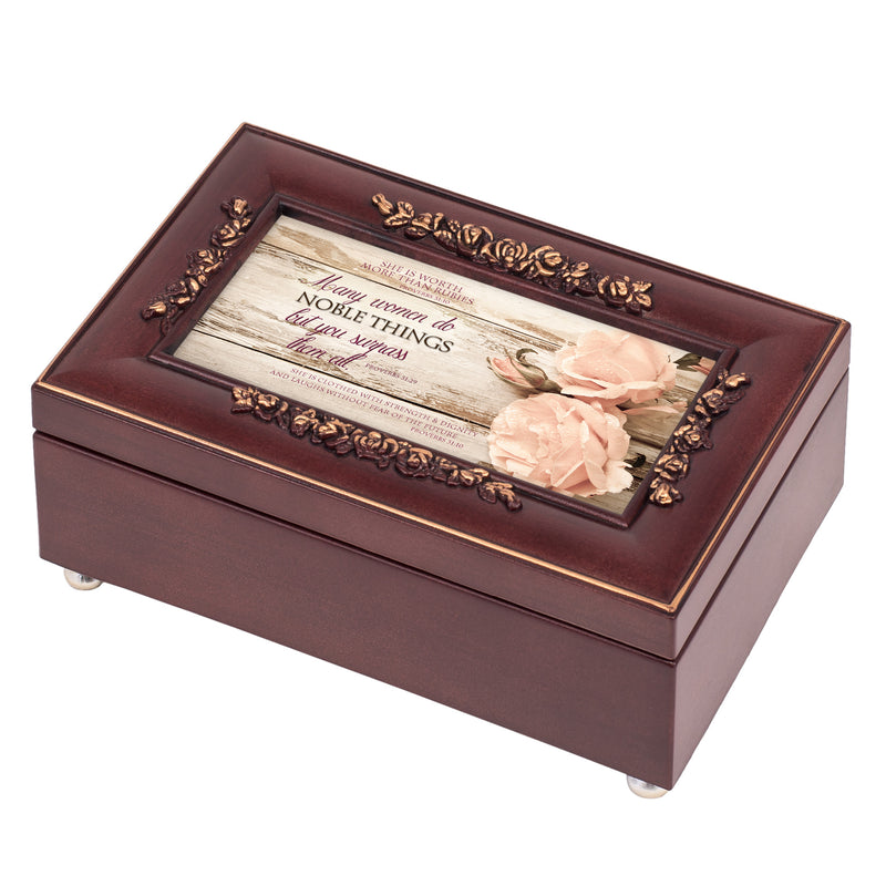 Women Do Noble Things Petite Rose Music Box Plays Canon in D