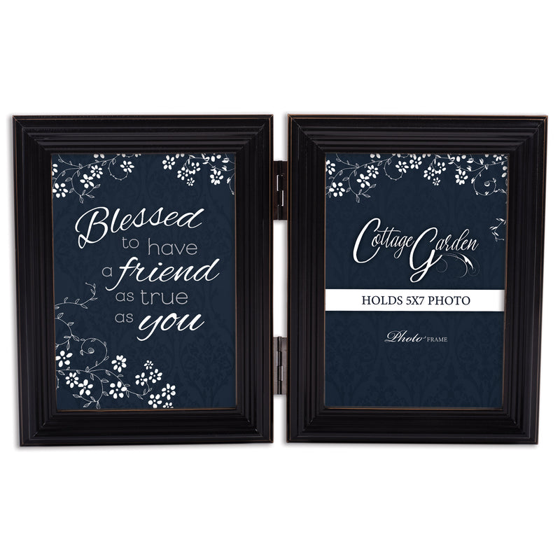 Blessed Friend Black   Wood Hinged Double Tabletop Photo Frame- Holds two 5x7 Photos