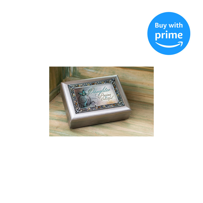 Precious Daughter Pewter Jeweled Music Box Plays You Light Up My Life