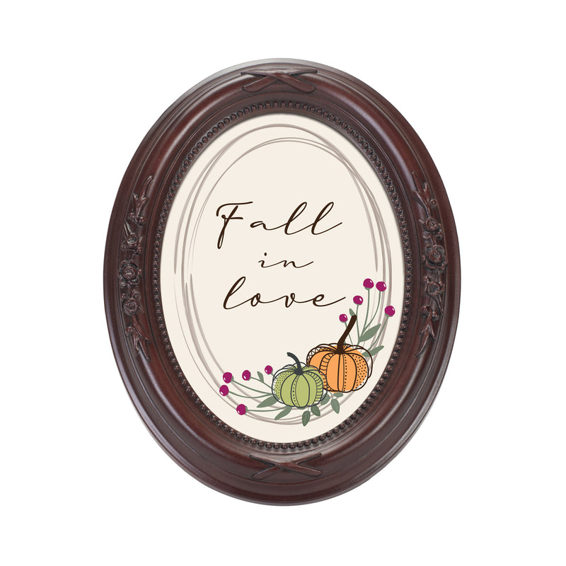 Fall In Love Mahogany 5 x 7 Oval Shaped Wall And Tabletop Photo Frame