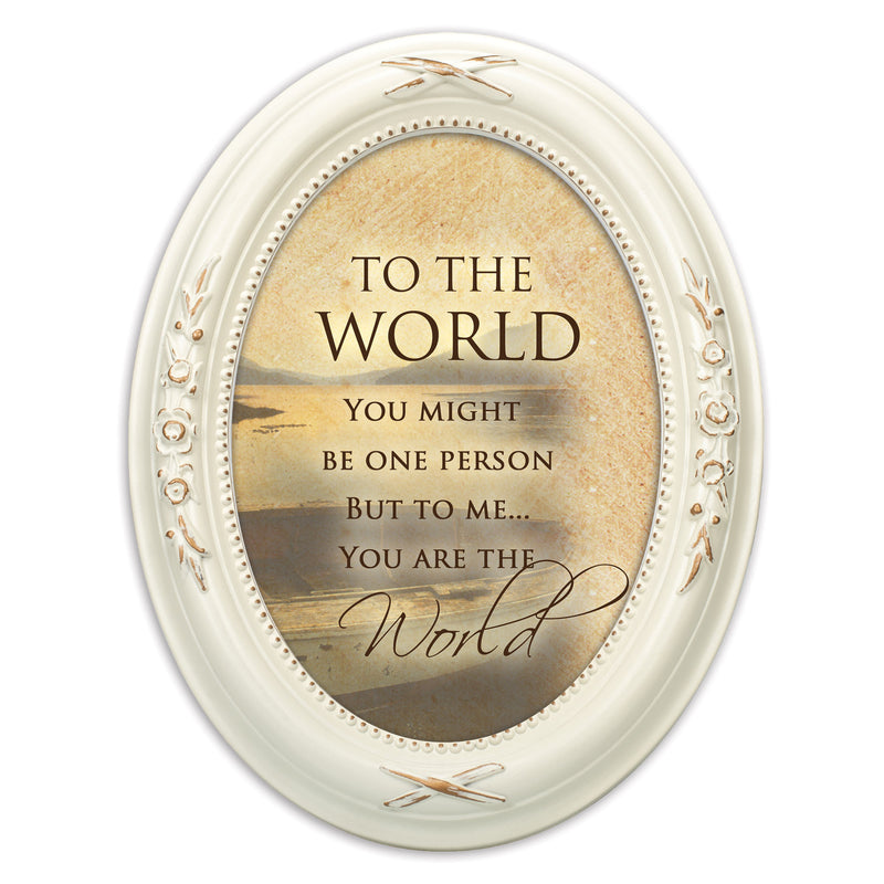 To Me You Are the World Ivory Floral 5 x 7 Oval Photo Frame