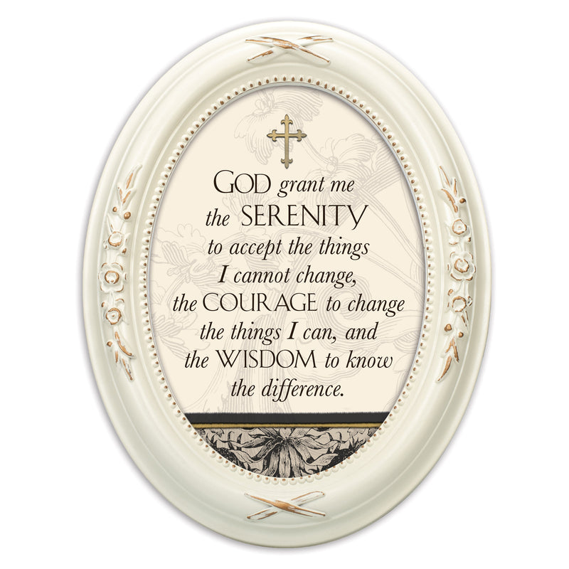 God Grant Me The Serenity Ivory Floral 5 x 7 Oval Photo Frame