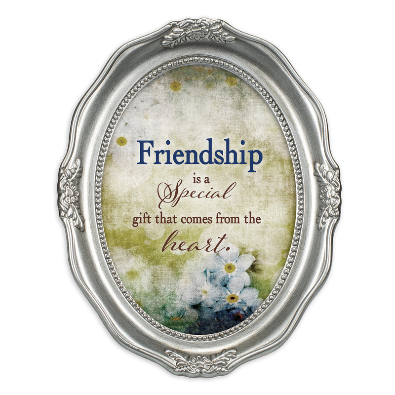 Cottage Garden Good Friends are Like Stars Distressed Ivory Wavy 5 x 7 Oval Table and Wall Photo Frame