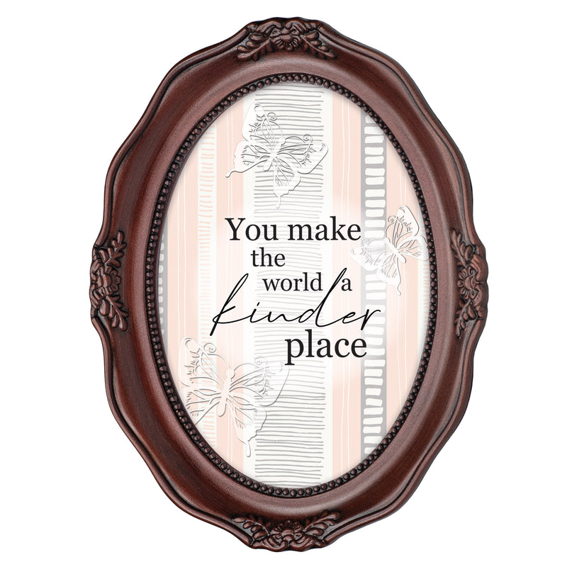 Make The World A Kinder Place Mahogany 5 x 7 Oval Wall And Tabletop Photo Frame