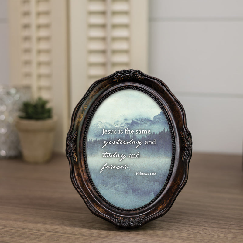 Jesus Is The Same Today And Forever Amber 5 x 7 Oval Wall And Tabletop Photo Frame