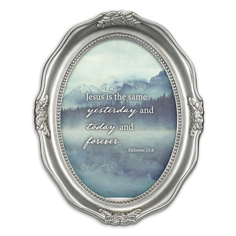 Jesus Is The Same Today And Forever Silver 5 x 7 Oval Wall And Tabletop Photo Frame