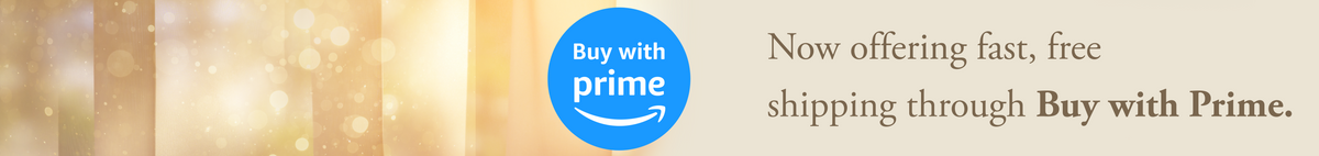 Amazon Buy with Prime logo and text, "Now offering fast, free shipping through Buy with Prime"