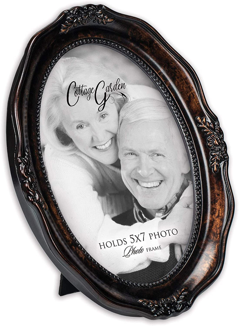 Add Your Own Personal Photo Burlwood Finish Wavy 5 x 7 Oval Table and Wall Photo Frame
