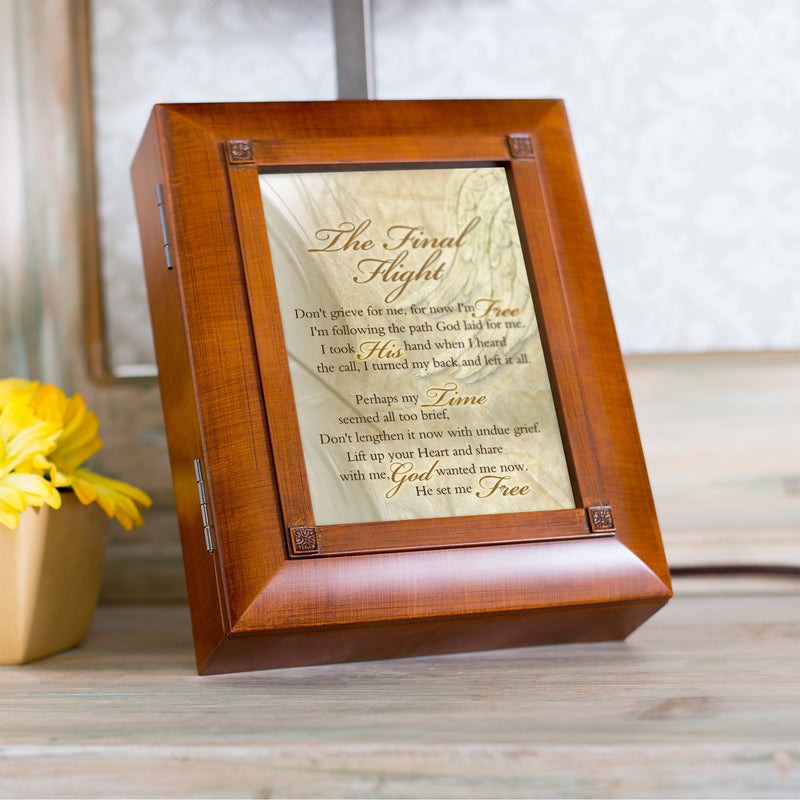 Cottage Garden Final Flight Don't Grieve for Me Woodgrain Remembrance Keepsake Box