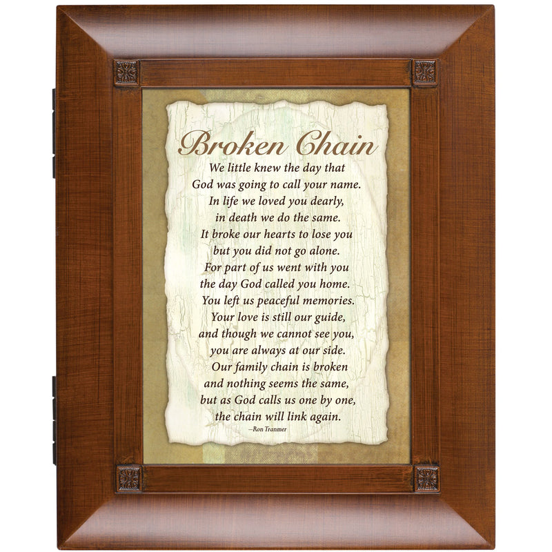 Cottage Garden Broken Chain God to Call You Home Woodgrain Remembrance Keepsake Box