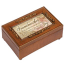 Cottage Garden Grandmother Our Lives Much Joy Woodgrain Embossed Jewelry Music Box Plays How Great Thou Art