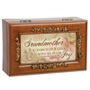 Cottage Garden Grandmother Our Lives Much Joy Woodgrain Embossed Jewelry Music Box Plays How Great Thou Art