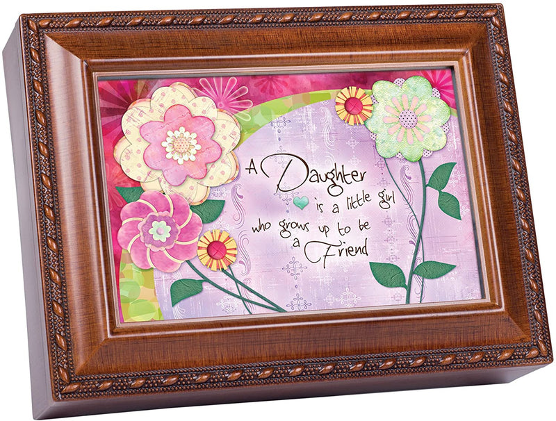 Cottage Garden Daughter Girl Grows Up Woodgrain Rope Trim Jewelry Music Box Plays You are My Sunshine