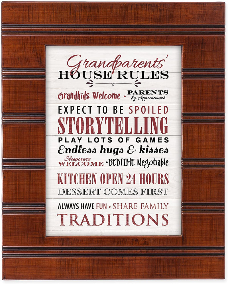 Cottage Garden Grandparents' House Rules Wood Finish 8 x 10 Framed Wall Art Plaque