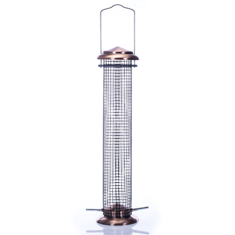 15 inch Copper Finish 1 Lb. Metal Mesh Outdoor Hanging Nut Bird Feeder