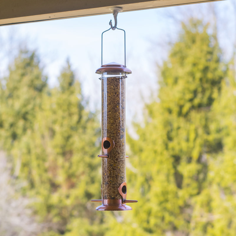 15 inch Copper Finish 1 Lb. Outdoor Hanging Bird Seed Feeder