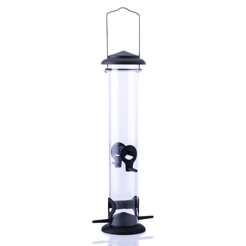 15 inch Matte Black 1 Lb. Metal Mesh Outdoor Hanging Bird Seed Feeder