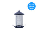 12 inch Matte Black Mesh Metal 3 Lb. Secure Cap Cover Nut Bird Feeder