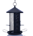 12 inch Matte Black Mesh Metal 3 Lb. Dual Nut and Seed Bird Feeder