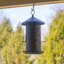 12 inch Matte Black Mesh Metal 3 Lb. Dual Nut and Seed Bird Feeder