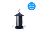 12 inch Matte Black Mesh Metal 3 Lb. Dual Nut and Seed Bird Feeder