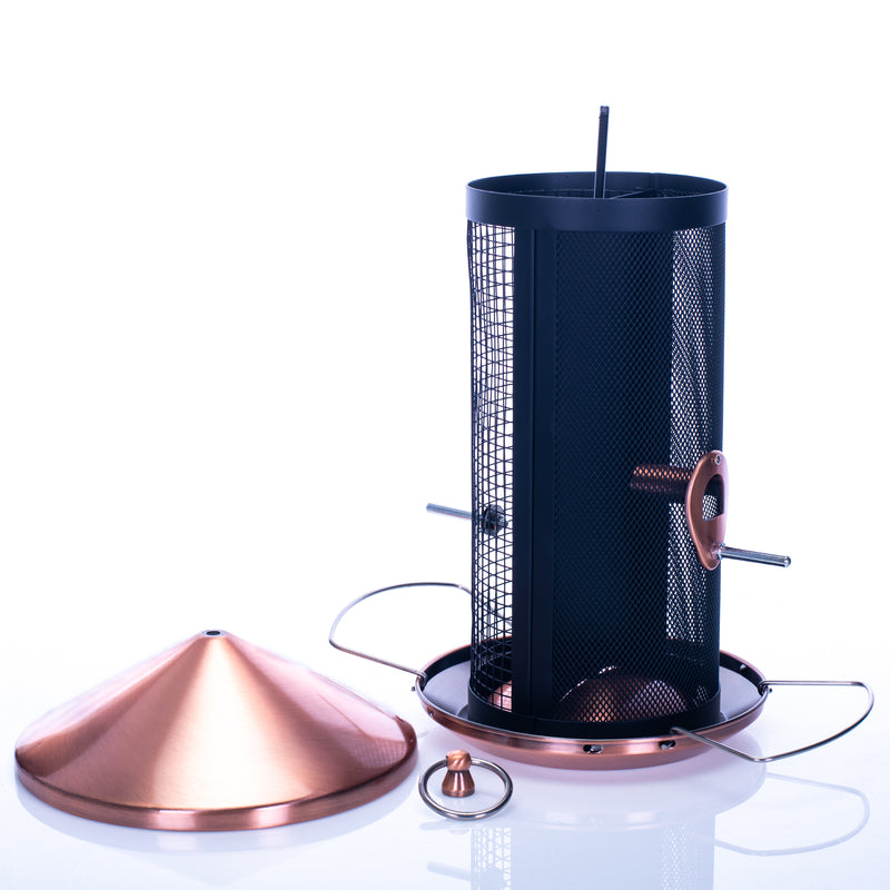 12 inch Copper Finish Mesh Metal 3 Lb. Dual Nut and Seed Bird Feeder