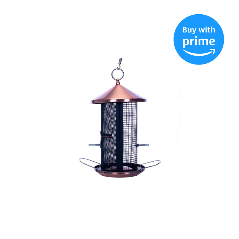12 inch Copper Finish Mesh Metal 3 Lb. Dual Nut and Seed Bird Feeder