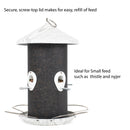 12 inch Whitewashed Woodgrain Finish Mesh Metal Triple Bird Feeder