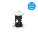 12 inch Whitewashed Woodgrain Finish Mesh Metal Triple Bird Feeder