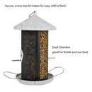 12 inch Whitewashed Woodgrain Finish Mesh Metal Secure Bird Feeder