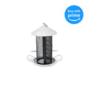 12 inch Whitewashed Woodgrain Finish Mesh Metal Secure Bird Feeder