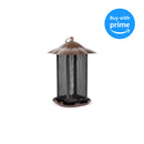 Hanging 11 inch Cherry Woodgrain Finish Mesh Metal 3 Lb. Bird Feeder