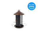 Hanging 12 inch Cherry Woodgrain Finish Mesh Metal 3 Lb. Bird Feeder