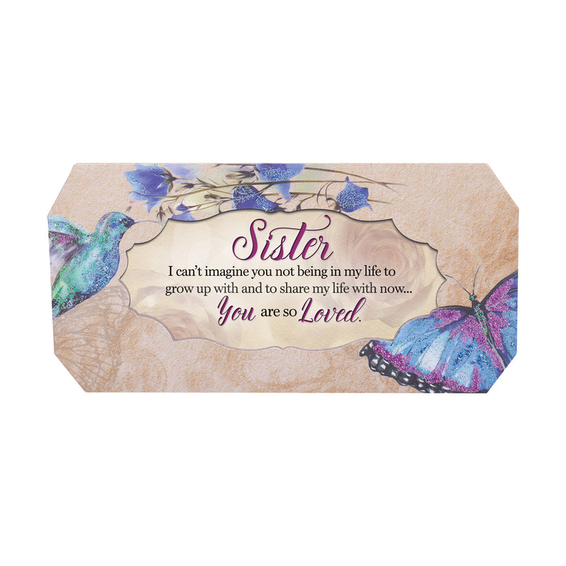 Cottage Garden Sister You are Loved Butterfly and Bird Glitter Musical Box Plays Tune Light Up My Life