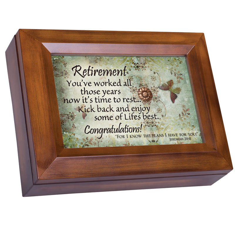 Cottage Garden Retirement Kick Back Enjoy Congratulations Woodgrain Digital Keepsake Music Box Plays My Wish