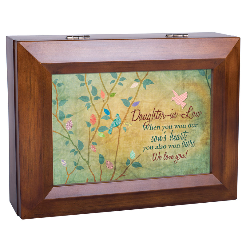 Cottage Garden Daughter-in-Law Won Heart We Love You Woodgrain Digital Keepsake Music Box Plays I Can Only Imagine