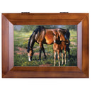 Cottage Garden Horse Colt Grazing Jack Sorenson Woodgrain Digital Keepsake Music Box Plays Good Morning Beautiful