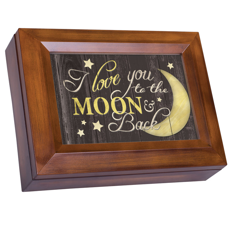 Cottage Garden Love You to The Moon and Back Woodgrain Digital Keepsake Music Box Plays My Wish