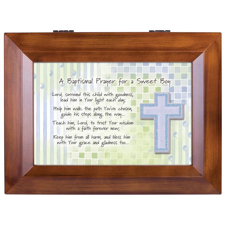 Baptismal Prayer for Sweet Boy Woodgrain Digital Keepsake Music Box Plays I Can Only Imagine