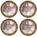 Greatest is Love Amber Goldtone 4.5 Inch Jeweled Coaster Set of 4