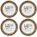 Faith Hope & Love Amber Goldtone 4.5 Inch Jeweled Coaster Set of 4